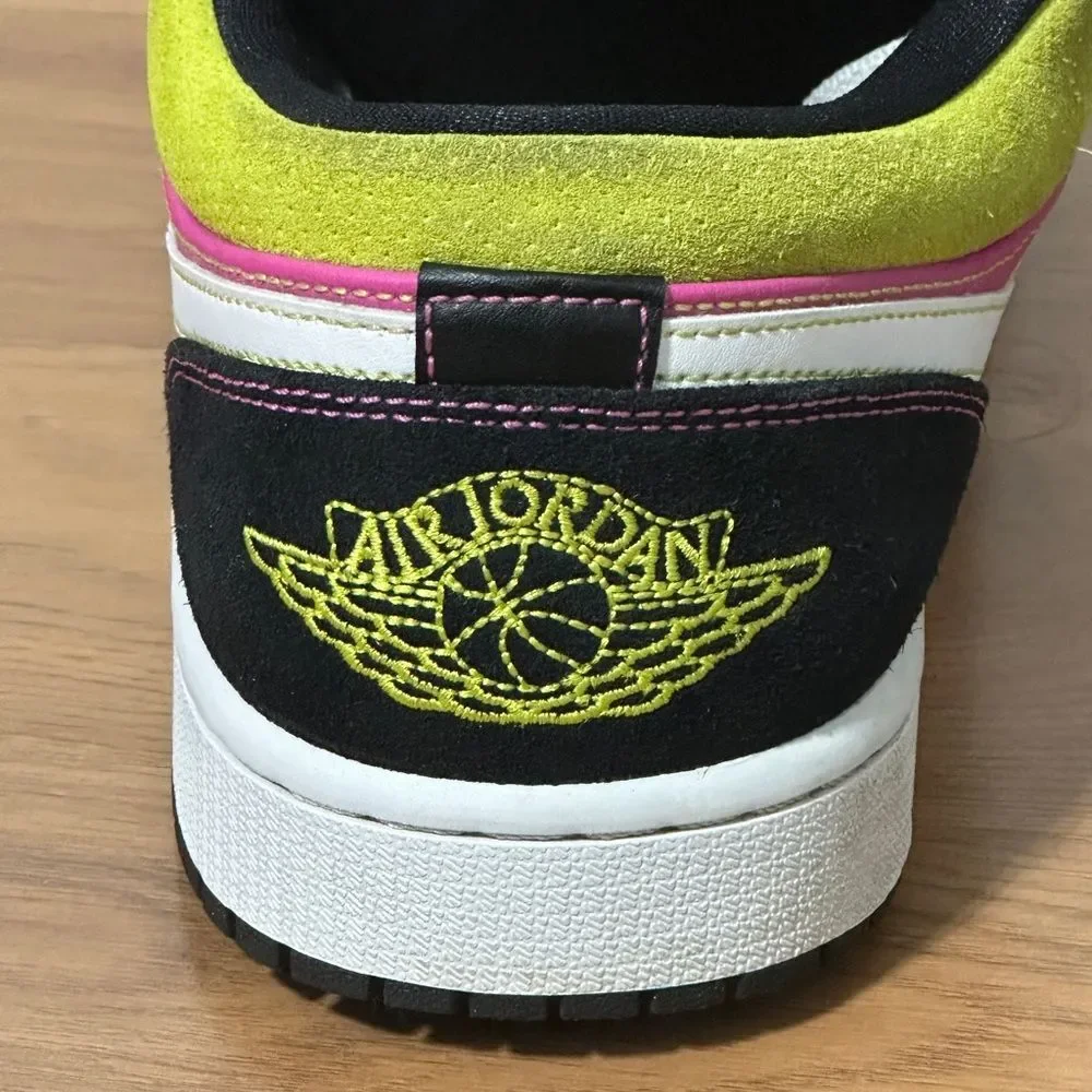 Air Jordan 1 Low Mens Spray Paint Green/Pink/Black Sneakers